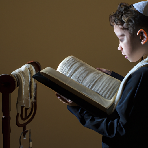דימוי של נער צעיר הקורא בתורה, המסמל את המעבר לבגרות במסורת היהודית